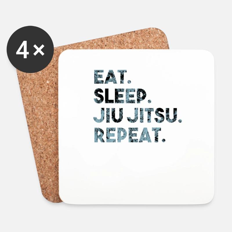 Essen Schlaf Jiu Jitsu Wiederholen - Untersetzer (4er-Set) - Weiß