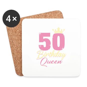 Birthday Queen 50th birthday - Coasters (set of 4) - white - Front
