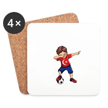 Dabbing Fußball Junge mit Türkei Trikot Kinder - Untersetzer (4er-Set) - Weiß - Vorne
