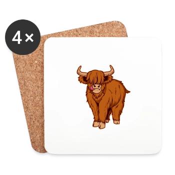 Highland Cow Scotland Scottish - Coasters (set of 4) - white - Front
