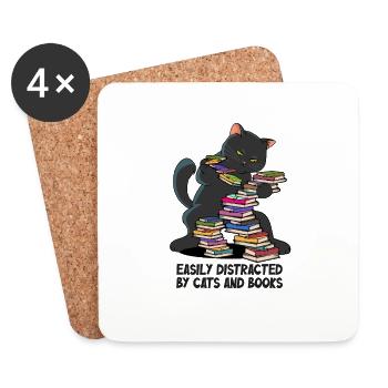 Tanzen Bücher Lesen Katze Buch Kater - Untersetzer (4er-Set) - Weiß - Vorne