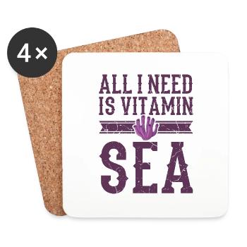 Vitamin Sea Diver Diving Saying Funny Travel - Coasters (set of 4) - white - Front