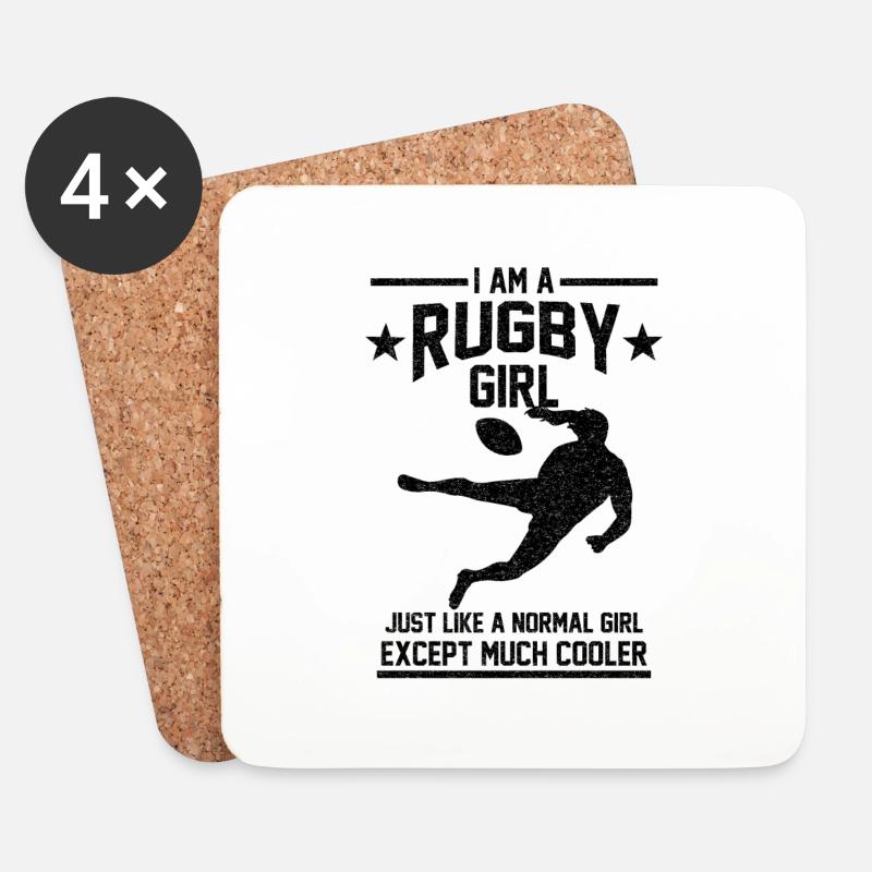 Rugby Mädchen Geschenk - Untersetzer (4er-Set) - Weiß