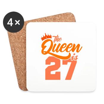BIRTHDAY QUEEN 27 Geburtstag Mama 27 Jahre - Untersetzer (4er-Set) - Weiß - Vorne
