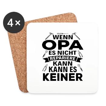 Wenn Opa es nicht Reparieren kann kann es keiner - Untersetzer (4er-Set) - Weiß - Vorne