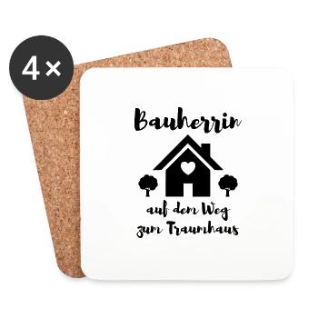 Bauherrin Geschenk Hausbau Haus Baustelle - Untersetzer (4er-Set) - Weiß - Vorne