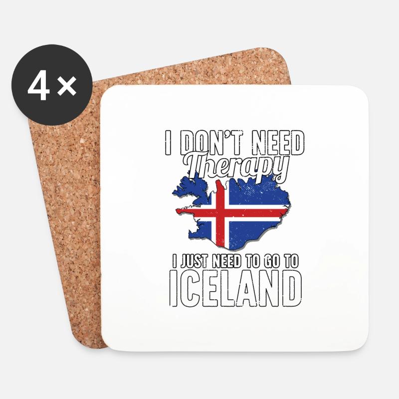 Iceland flag I Icelandic Souvenirs - Untersetzer (4er-Set) - Weiß