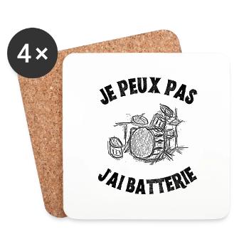je peux pas j'ai batterie cadeau homme musicien - Dessous de verre (lot de 4) - blanc - Devant
