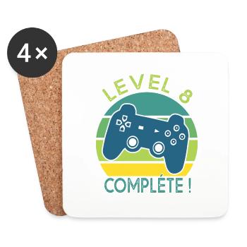 Level 8 gift video games Birthday 8 years gamer - Coasters (set of 4) - white - Front