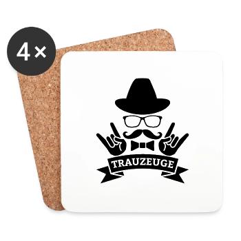 Trauzeuge Ehemann Braut Hochzeit Ehe Geschenk - Untersetzer (4er-Set) - Weiß - Vorne