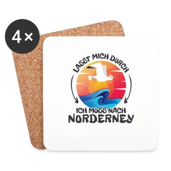 Lasst mich durch nach Norderney Möwe Sonne Strand - Untersetzer (4er-Set) - Weiß - Vorne