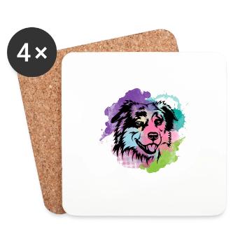 Dog Lover I Splash Art Miniature American Shepherd - Coasters (set of 4) - white - Front
