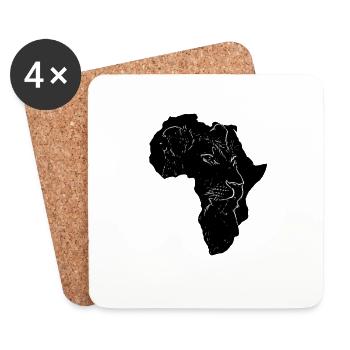 Africa Lion - Big Cat - Kenya - Cat - Coasters (set of 4) - white - Front