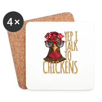 Yes I talk to chicken farmer farm chicken fan - Coasters (set of 4) - white - Front