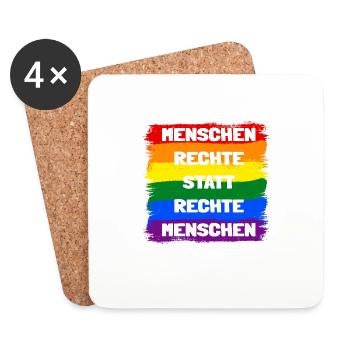 Menschenrechte statt rechte Menschen Regenbogen - Untersetzer (4er-Set) - Weiß - Vorne