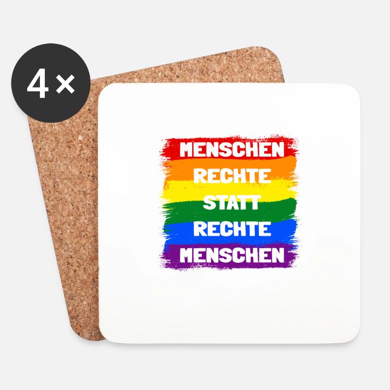 Menschenrechte statt rechte Menschen Regenbogen - Untersetzer (4er-Set) - Weiß