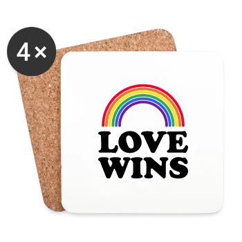 Love wins LGBT saying gift Pride rights - Coasters (set of 4) - white - Front
