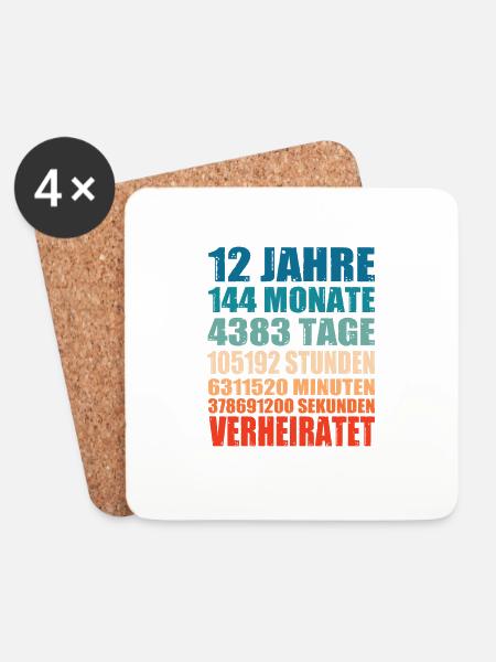 12 Jahre Verheiratet Hochzeit Spruch Geschenk - Untersetzer (4er-Set) - Weiß