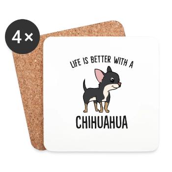 Funny Chihuahua Lover Life Is Better With - Coasters (set of 4) - white - Front