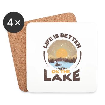 Life is better on the Lake - Untersetzer (4er-Set) - Weiß - Vorne
