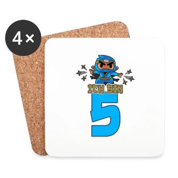 Kinder Ninja Fünfter Geburtstag Samurai Ninja 5 - Untersetzer (4er-Set) - Weiß - Vorne
