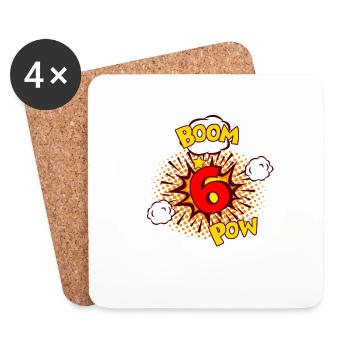 COMIC BIRTHDAY 6 years boy 6 birthday - Coasters (set of 4) - white - Front
