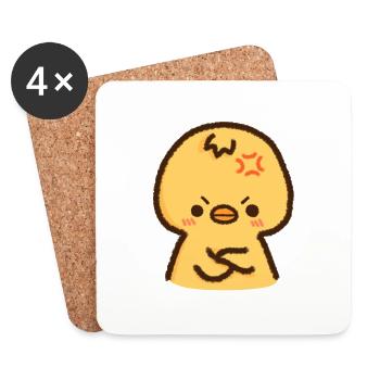 Kawaii yellow baby duck being angry - Untersetzer (4er-Set) - Weiß - Vorne