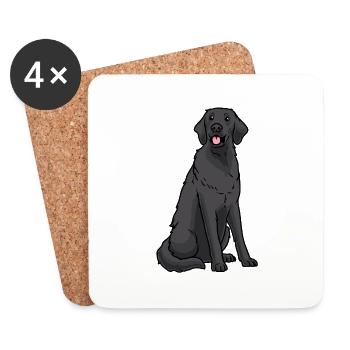 Flat Coated Retriever Dog - Coasters (set of 4) - white - Front