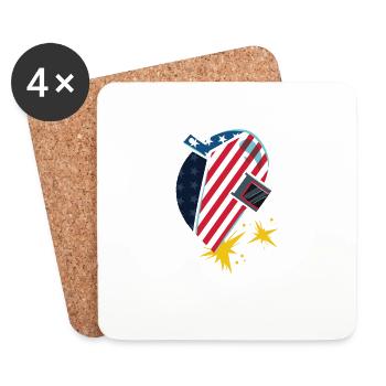 American Flag I Welding Helmet I Welder - Untersetzer (4er-Set) - Weiß - Vorne