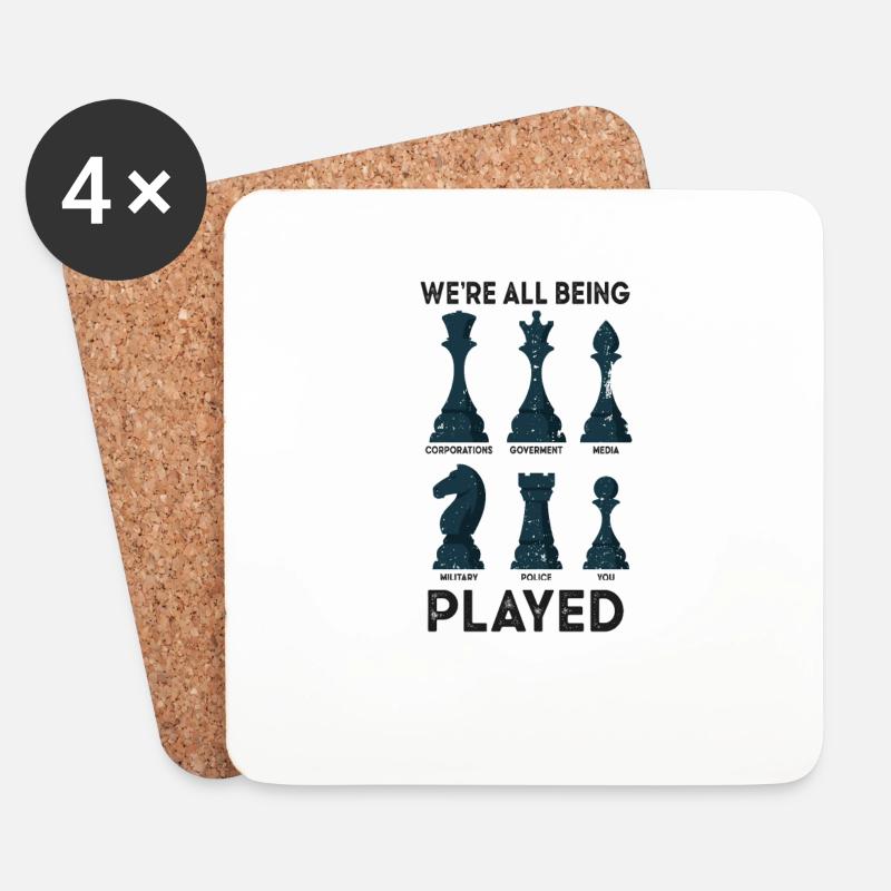 Schach Verschwörung Verschwörungstheoretiker - Untersetzer (4er-Set) - Weiß