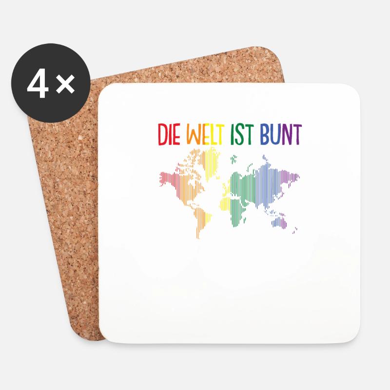 Regenbogen Gleichberechtigung Welt Bunt Geschenk - Untersetzer (4er-Set) - Weiß