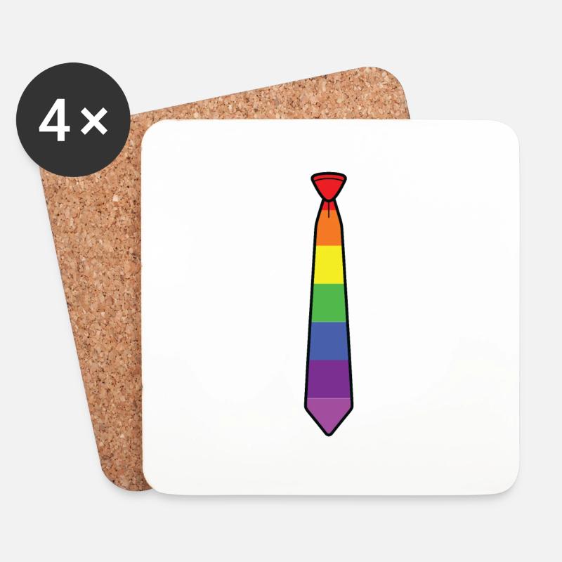 Krawatte Regenbogen Bunt Geschenk - Untersetzer (4er-Set) - Weiß