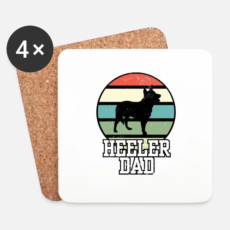 Australian Cattle Dog Dad I Retro Blue Heeler Dad - Untersetzer (4er-Set) - Weiß
