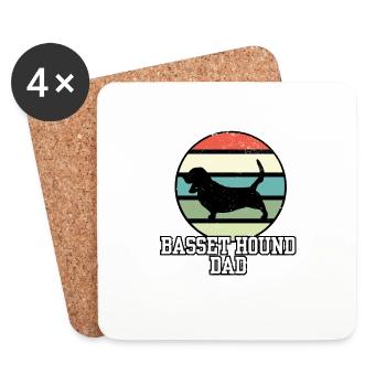 Basset Hound Dad I Retro Basset Dad - Coasters (set of 4) - white - Front