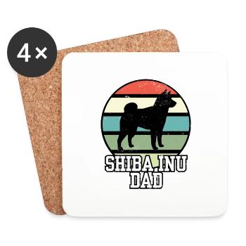 Shiba Inu Dad I Rétro Shiba Papa - Dessous de verre (lot de 4) - blanc - Devant