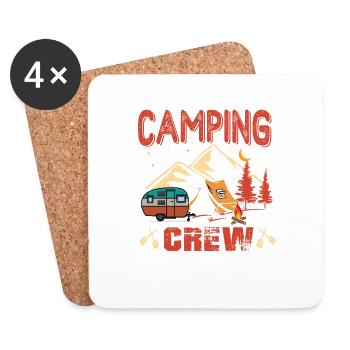 CAMPING CREW - Camp Camper Outdoor Tent - Untersetzer (4er-Set) - Weiß - Vorne