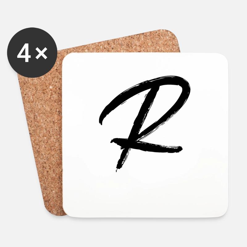 Buchstabe R - Untersetzer (4er-Set) - Weiß