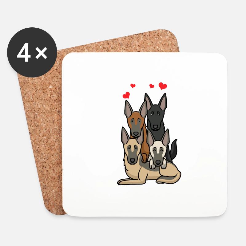 Malinois Hunde - Untersetzer (4er-Set) - Weiß