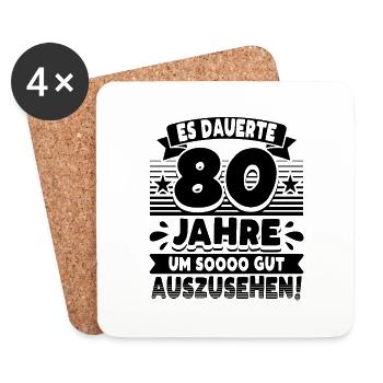 80 Geburtstag - Untersetzer (4er-Set) - Weiß - Vorne