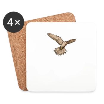 Fauconnier de la tour I de l’oiseau de proie chasse au croquant motif pour fauconnier - Dessous de verre (lot de 4) - blanc - Devant