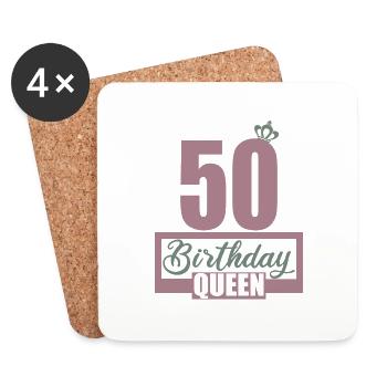 50th birthday 50 years 50s Birthday Queen - Coasters (set of 4) - white - Front