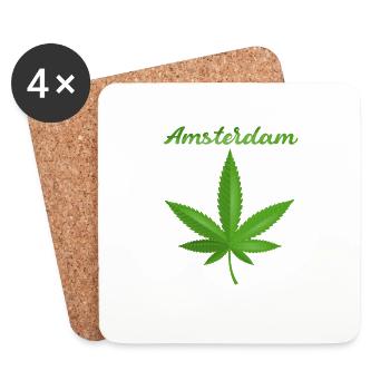 Amsterdam Weed Cannabis Leaf - Untersetzer (4er-Set) - Weiß - Vorne
