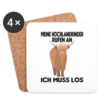 Scottish Highland Cattle Highland Cow - Coasters (set of 4) - white - Front