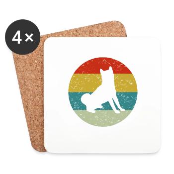 shiba inu vintage - Dessous de verre (lot de 4) - blanc - Devant
