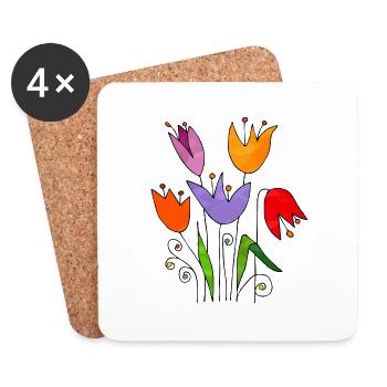 Blumen - Untersetzer (4er-Set) - Weiß - Vorne