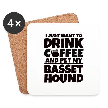 Basset Hound café chien femme chien cadeau - Dessous de verre (lot de 4) - blanc - Devant