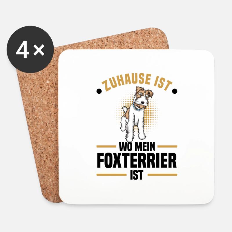 Foxterrier - Untersetzer (4er-Set) - Weiß