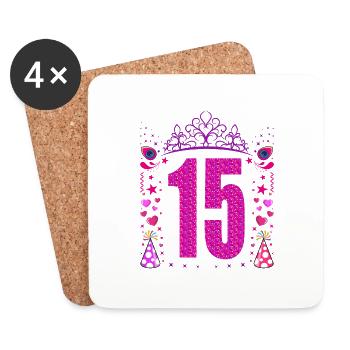 15 Geburtstag Mädchen Geschenk 15 Jahre Geburtstag - Untersetzer (4er-Set) - Weiß - Vorne