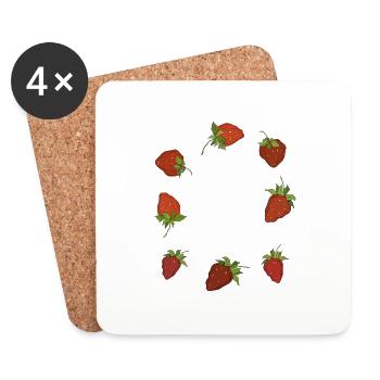 Coole Mädels Erdbeeren - Untersetzer (4er-Set) - Weiß - Vorne