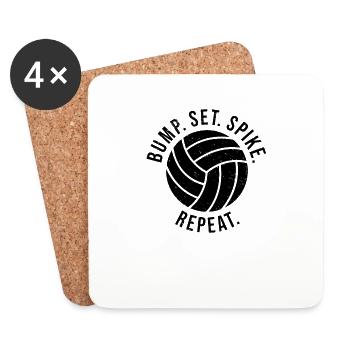 Volley ball de plage entraîneur volleyball - Dessous de verre (lot de 4) - blanc - Devant